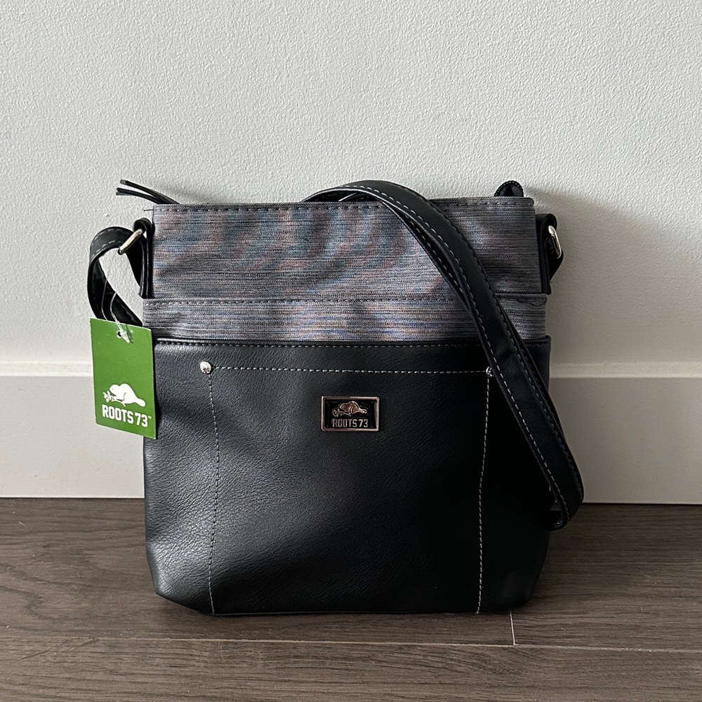 Roots Black and Gray Crossbody Bag